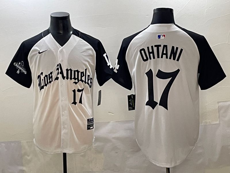 Men 2025 Los Angeles Dodgers #17 Ohtani White black Five generations Joint Name Nike MLB Jersey style 5268->->